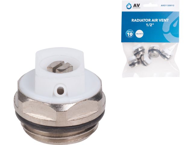 Воздухоотводчик 1/2"  (кран Маевского) для радиатора,(5 шт. инд. упак.) AV Engineering