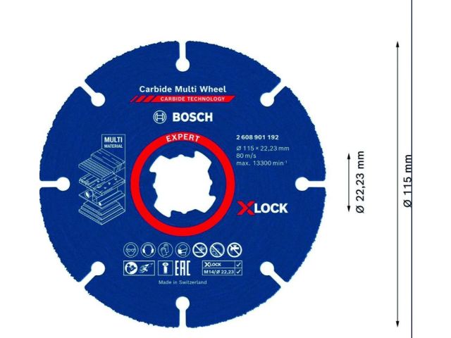 Круг отрезной 115х1,0x22.23 мм по дереву  X-LOCK CARBIDE BOSCH