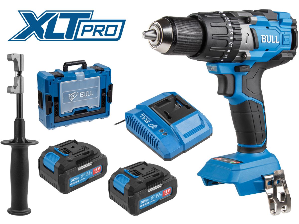 Аккум. дрель-шуруповерт BULL SR 1805 Xcase XLTpro, 2х4 А*ч, БЕСЩЕТ., 18 В, 120 Н*м, БЗП(мет.) 13 мм