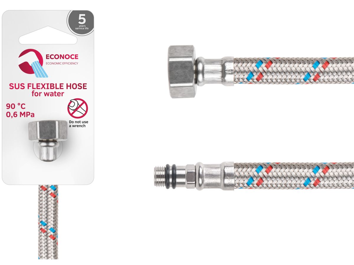Подводка гибкая, SUS, иголка м10 короткая - гайка 1/2" 50 см ECONOCE