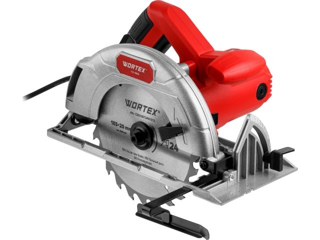 Циркулярная пила WORTEX CS 1865 в кор. 1400 Вт, 185 мм, пропил до 65 мм, алюм. подошва (1400 Вт, 185х20 мм 24Т, пропил до 65 мм, алюминиевая