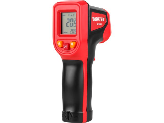 Инфракрасный термометр (пирометр) WORTEX IP 5060 -50°C...+600°C,регулировка чувствительности 0,1-1,0 (Встроенный лазер, батарейки в комплект