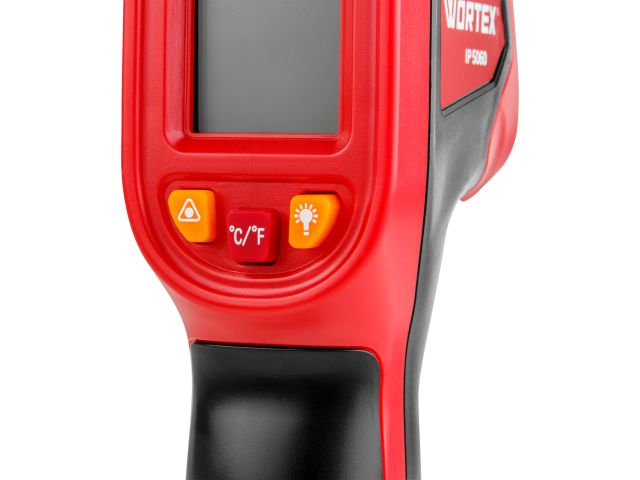 Инфракрасный термометр (пирометр) WORTEX IP 5060 -50°C...+600°C,регулировка чувствительности 0,1-1,0 (Встроенный лазер, батарейки в комплект
