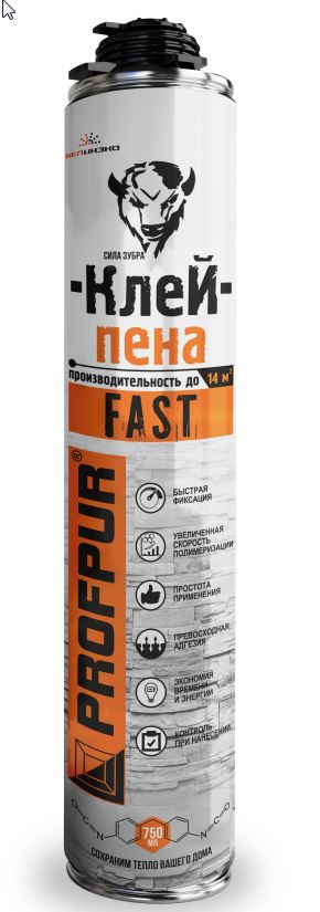Клей-пена PROFPUR FAST (750мл)