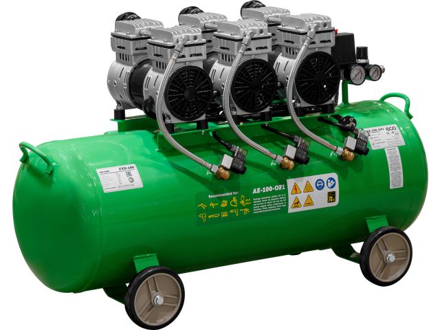 Компрессор ECO AE-100-OF1 безмасляный (420 л/мин, 8 атм, коаксиальный, безмасляный, ресив. 100 л, 230 В, 2,4 кВт)