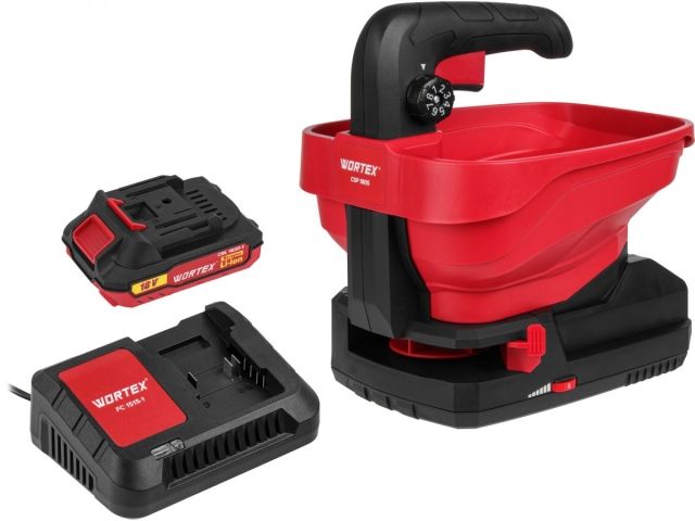 Аккум. разбрасыватель WORTEX CSP 1805 в кор. ALL1 XLT SET в кор. 18 В, 1 АКБ 2 А.ч. + з/у шир. 5м