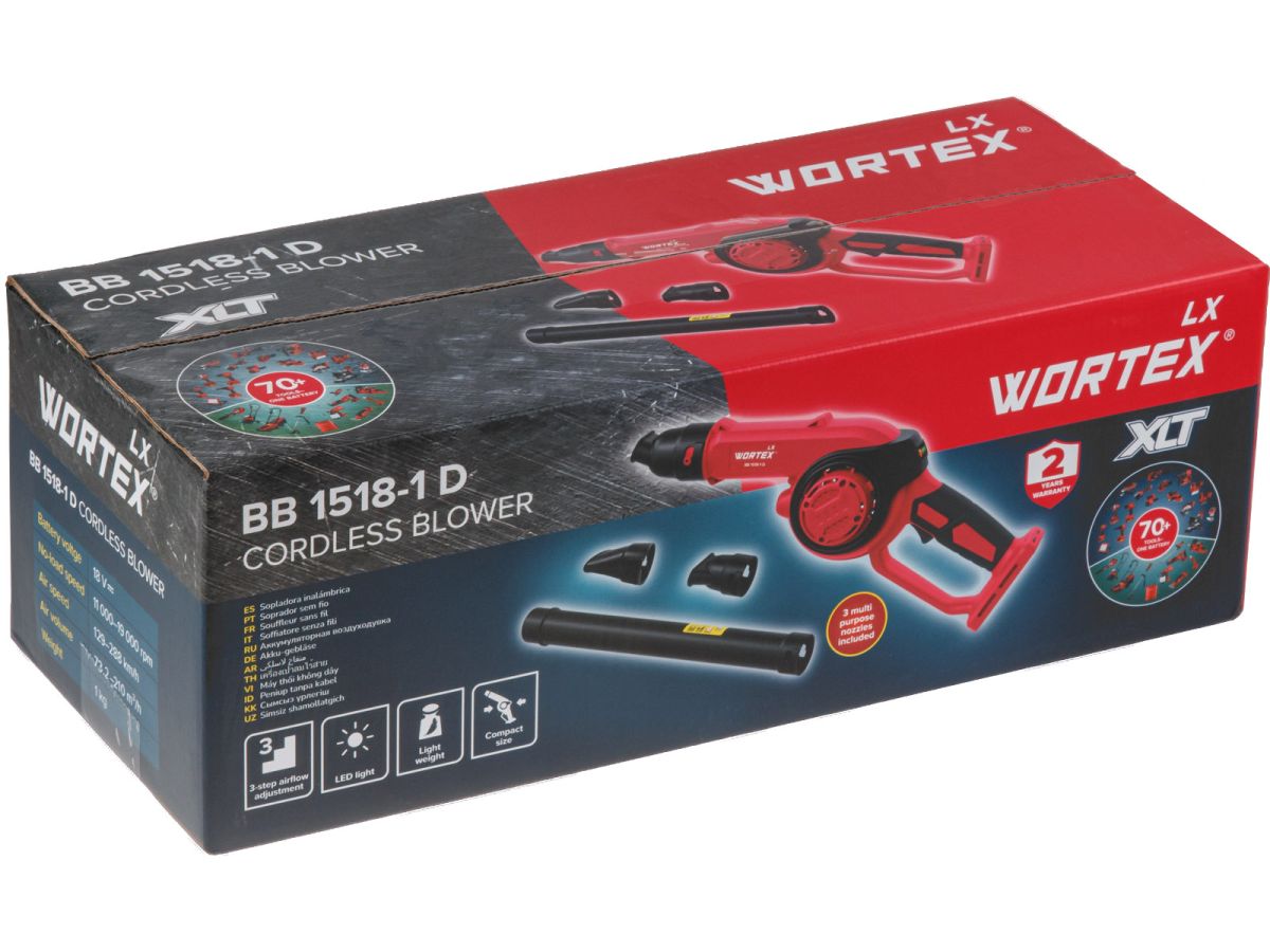 Аккум. воздуходувка WORTEX LX BB 1518-1 D ALL1 XLT SOLO 18В, 210 м.куб/ч, 129 км/ч