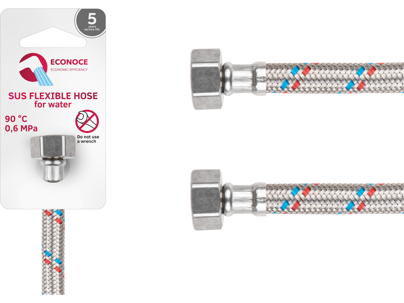 Подводка гибкая, SUS, гайка 1/2″ — гайка 1/2″ 60см ECONOCE