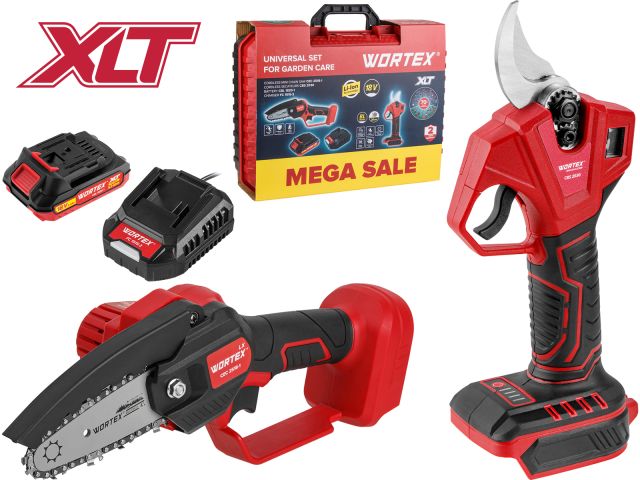 Набор аккум. инструмента WORTEX мини-пила + секатор в чем. ALL1 XLT SET СКИДКА -31% (Аккум. мини-пила WORTEX LX CEC 2518-1 + Аккум. секатор 