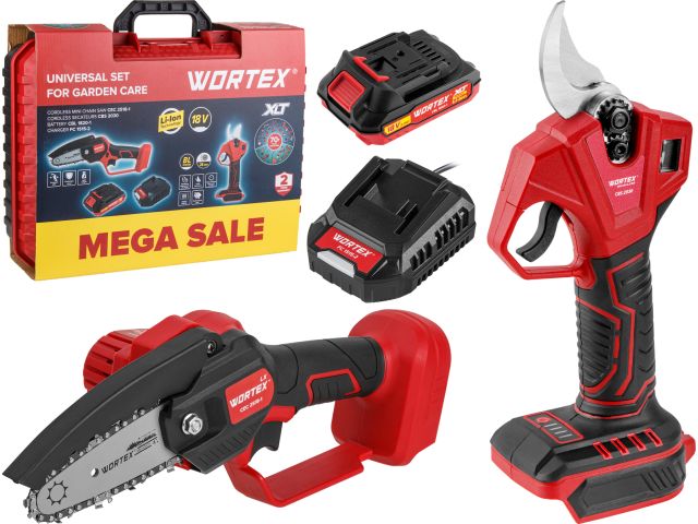 Набор аккум. инструмента WORTEX мини-пила + секатор в чем. ALL1 XLT SET СКИДКА -31% (Аккум. мини-пила WORTEX LX CEC 2518-1 + Аккум. секатор 