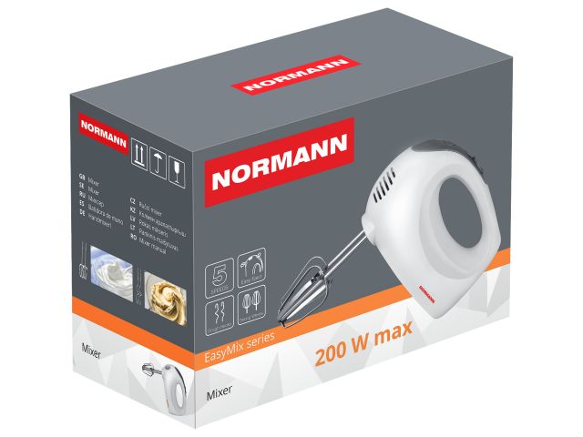 Миксер AMX-475 NORMANN (Ручной; 200 Вт; 5 скоростей; насадки)