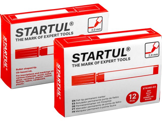 Маркер промышл. перманентный фетровый красный STARTUL PROFI (ST4340-03) (толщ. линии 2,0 мм)