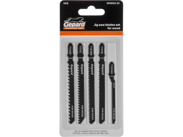 Набор пилок лобз. по дереву 5шт. GEPARD (GP0634-01) (T101AO, T101B, T101BR, T111C, T144D)