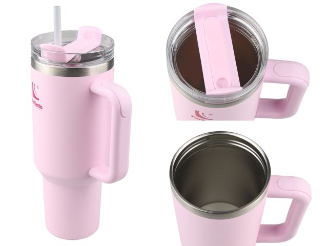 Термокружка c трубочкой, 1180 мл, нержавеющая сталь, delicate rose, серия Styley, PERFECTO LINEA