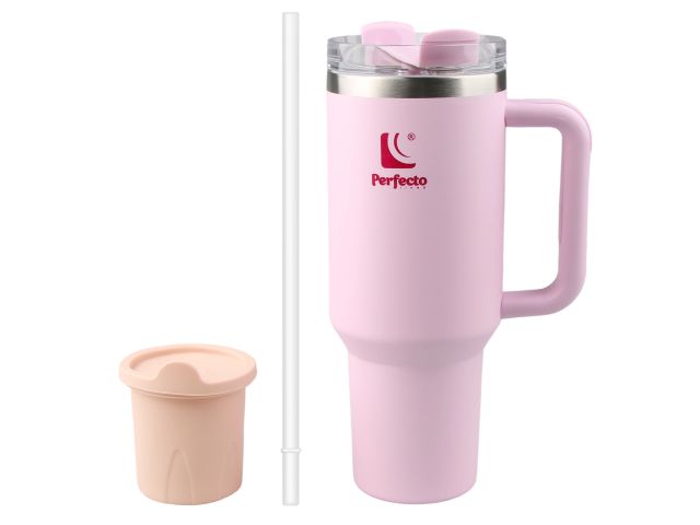 Термокружка c трубочкой, 1180 мл, нержавеющая сталь, delicate rose, серия Styley, PERFECTO LINEA