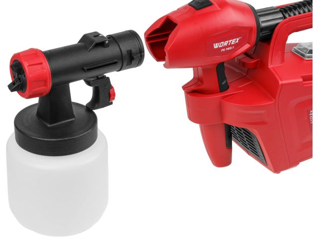 Краскораспылитель электрический WORTEX PS 1165-1 в кор. 650 Вт, 1000 мл/мин, 0.8 л бак (2.6 мм сопло, 80 DIN, выносной компрессор)