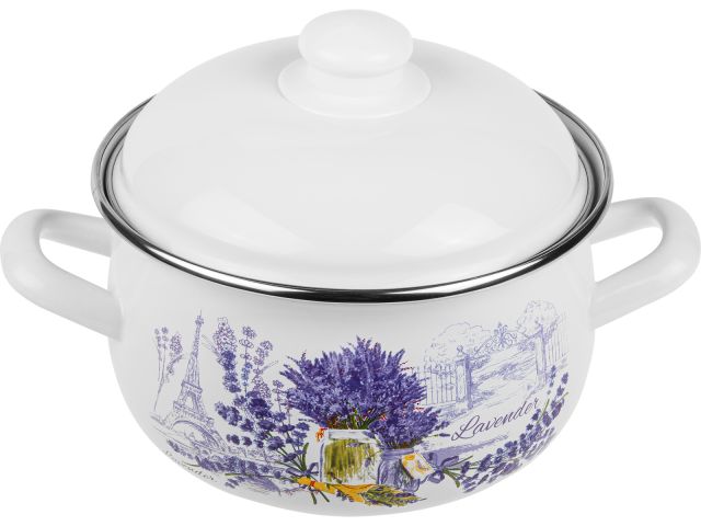 Кастрюля стальная эмалированная, 2.1 л, серия Букет лаванды, PERFECTO LINEA (подходит для всех типов плит, включая индукцию)