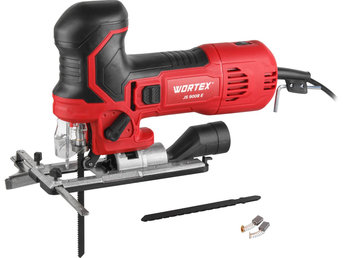 Лобзик электрический WORTEX JS 9008 E в кор. 750 Вт, 800-3000 ход/мин, пропил до 90 мм, грибов. рук.