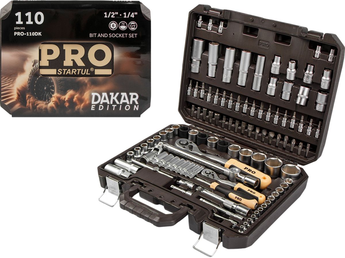 Набор головок и бит 110пр. 1/4",1/2" PRO STARTUL DAKAR (PRO-110DK)