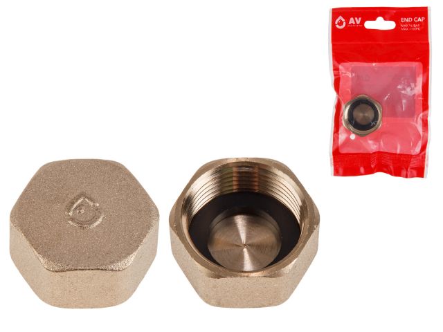 Заглушка 3/4" вн. с прокладкой, AV Engineering (инд. упак.) (Латунь, макс.  16 бар, макс.  100 °С)