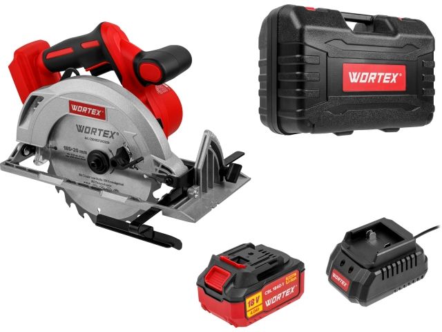 Аккум. циркулярная пила WORTEX CCS 1819-1 в чем. ALL1 XLT SET БЕСЩЕТ., 18 В, 185 мм, до 63 мм (ЗУ 2А)