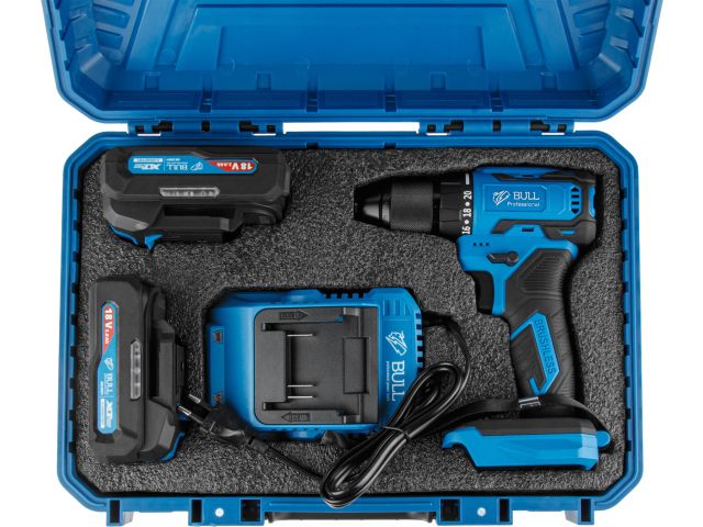 Аккум. дрель-шуруповерт BULL SR 1804 R-series в чем. XLTpro БЕСЩЕТ., Импульс., 18 В, 50 Н*м, 2х2 А*ч (шурупы до 10 мм)