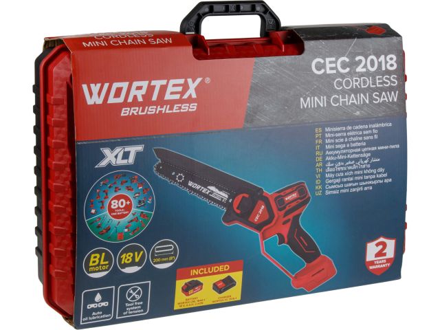 Аккум. мини-пила WORTEX CEC 2018 в чем. ALL1 XLT SET БЕСЩЕТ., 18 В, 20 см (шина 20 см (8"), 1/4", 1.3 мм)
