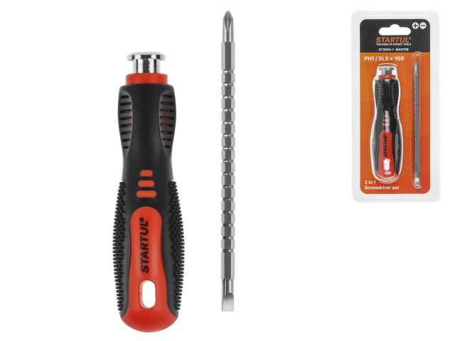 Отвертка 2-в-1 PH1/SL5 100мм STARTUL MASTER (ST3094-1) (двухкомп. рукоятка Anti-Slip)