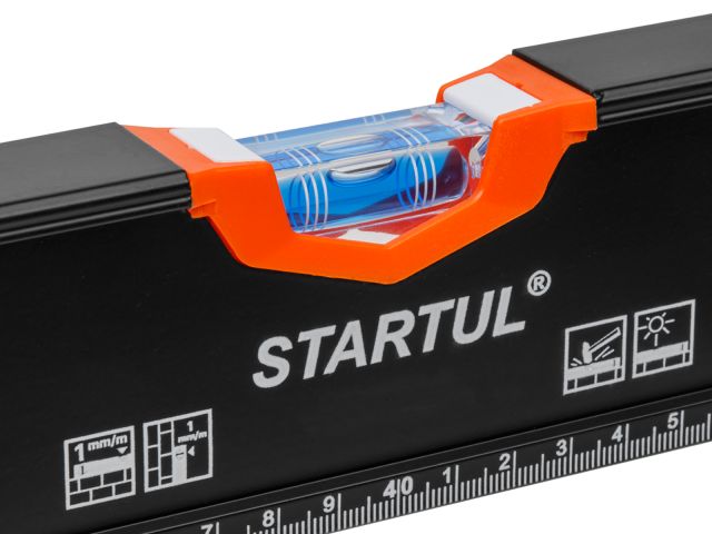 Уровень 1000мм STARTUL PROFI (ST2550-100) (угл 90° 180° 45° фрезерованная поверхность, 1 поворотный глазок, линейка на корпусе)