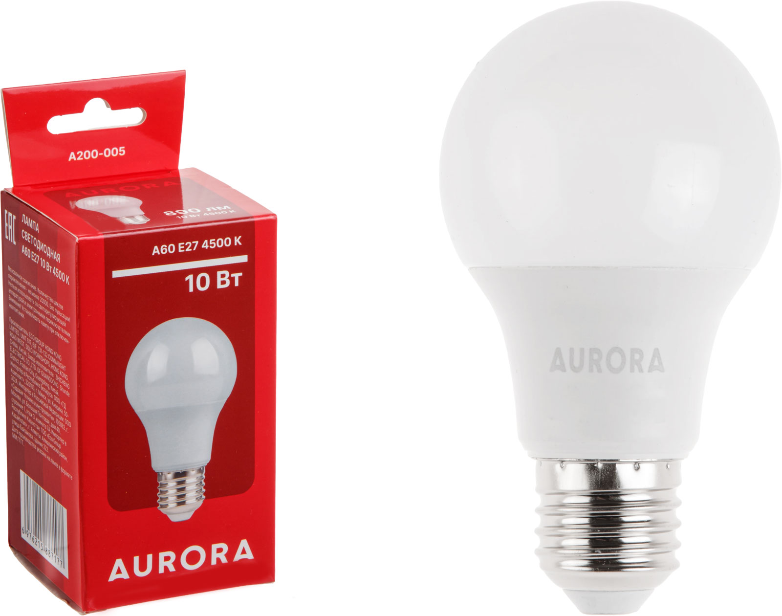 Лампа светодиодная A60 СТАНДАРТ 10Вт 230В E27 4500K AURORA