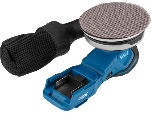 Аккум. эксцентриковая шлифмашина BULL CRS 1218 E в кор. XLTpro SOLO БЕСЩЁТ., 18 В, 125 мм (Регул. об., амплитуда колебаний: 2,5 мм)