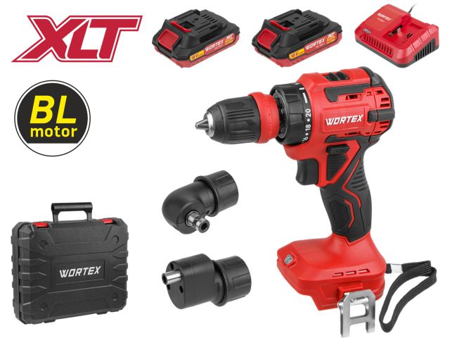 Аккум. дрель-шуруповерт WORTEX BD 2025 LiSET в чем. ALL1 XLT БЕСЩЕТ, 18 В, 55 Н*м, 2х2 А*ч + 2 насад (0-1800 об/мин, подсветка.)