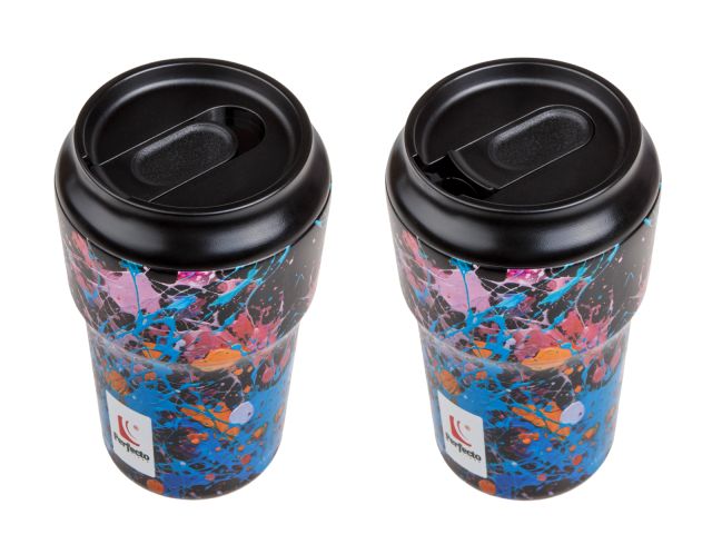 Термокружка, 450 мл, нержавеющая сталь, dark splash, серия 3D, PERFECTO LINEA (3D-принт на корпусе)