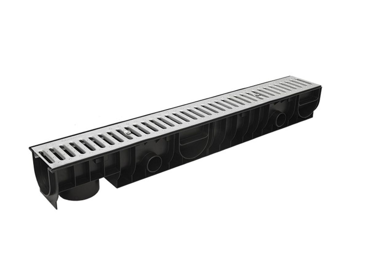 Лоток STANDART 100.125 h129 с решеткой стальной, Ecoteck, РБ