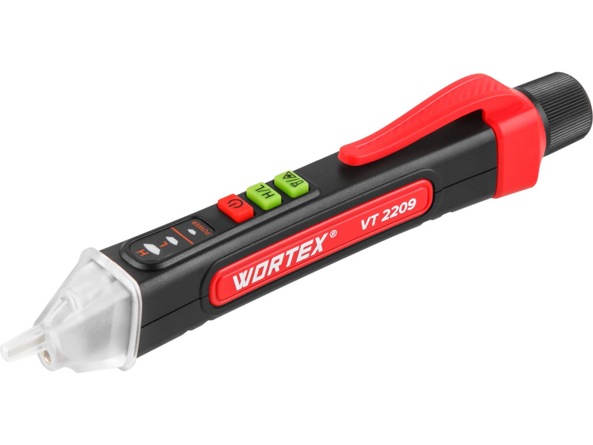 Бесконтактный индикатор напряжения WORTEX VT 2209 12-1000 В, световая и звуковая индикация