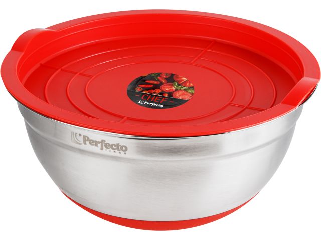 Миска для взбивания из нержавеющей стали, диаметр 18 см, с крышкой, серия CHEF, PERFECTO LINEA