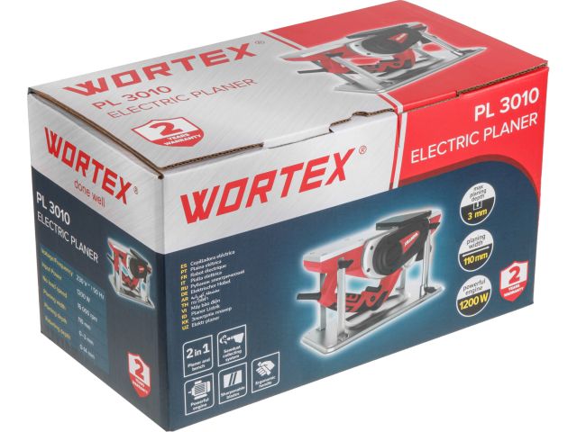 Рубанок электрический WORTEX PL 3010 в кор. 1200 Вт, шир. до 110 мм, глуб. до 3,1 мм (Длина шнура 2 м, 4.8 кг.)