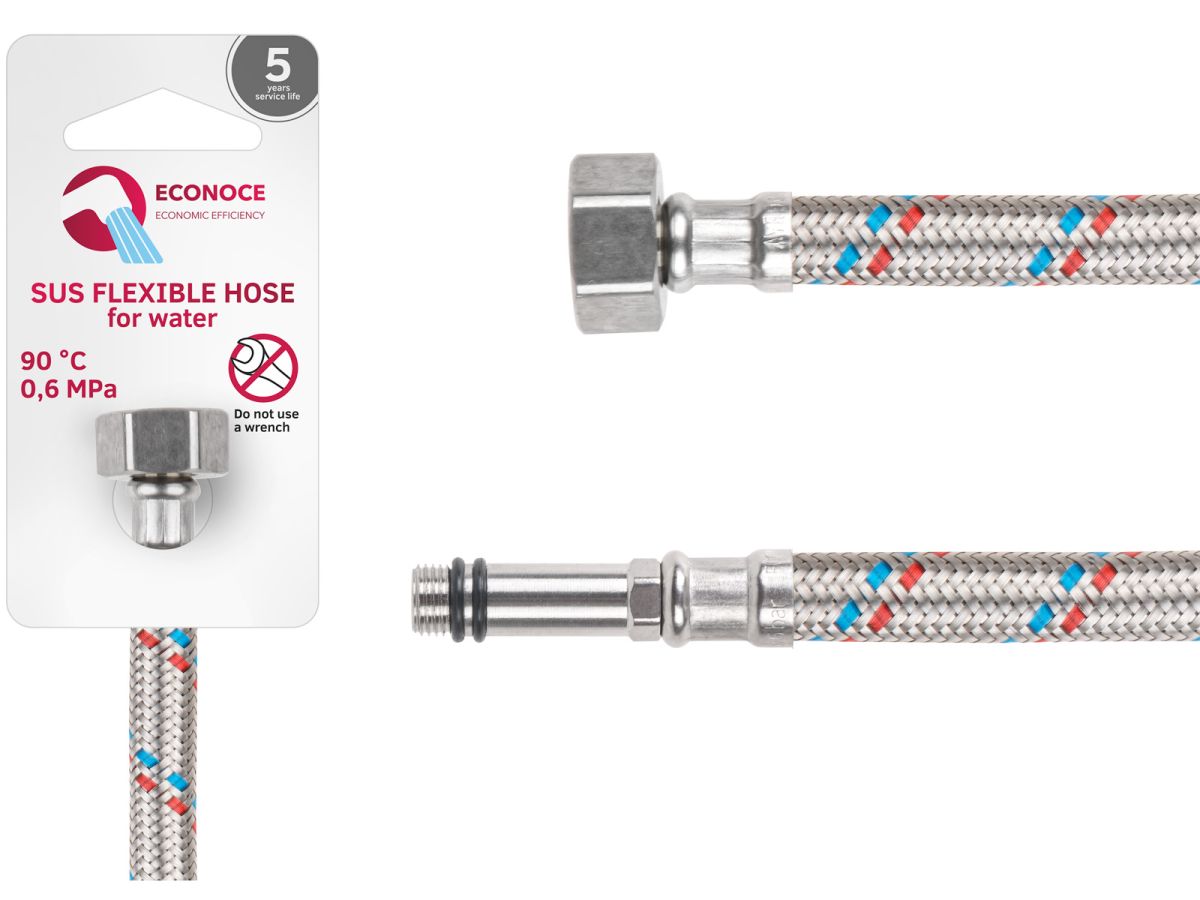 Подводка гибкая, SUS, иголка м10 длинная - гайка 1/2" 100 см ECONOCE