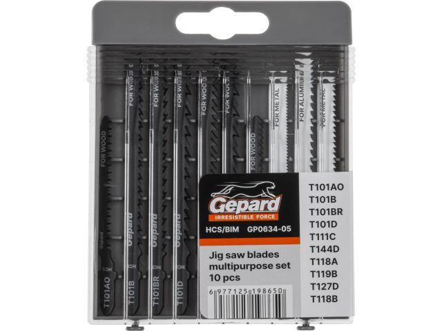Набор пилок лобз. универсальный 10шт. GEPARD (GP0634-05) (T101AO, T101B, T101BR, T101D, T111C, T144D, T118A, T119B, T127D, T118B)