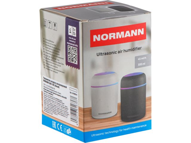 Увлажнитель воздуха NORMANN AUH-100 (белый) (5 Вт; объем 300 мл; произв. 45 мл/ч; MicroUSB кабель)