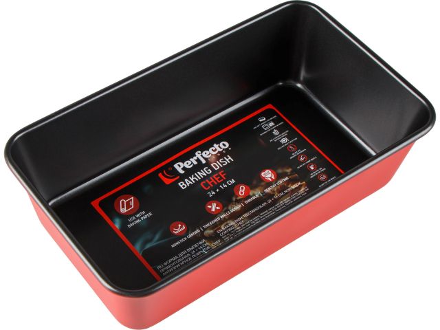 Форма для выпечки, прямоугольная, 24х14 см, антипригарное покрытие, CHEF,  PERFECTO LINEA