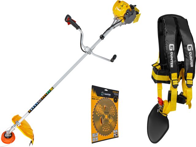 Мотокоса GUNTER MSG-435 (4 такт, 0.95 кВт, 35.8 см3, легкий запуск, трим. головка, диск 40 зуб., ремень двухлямочный)