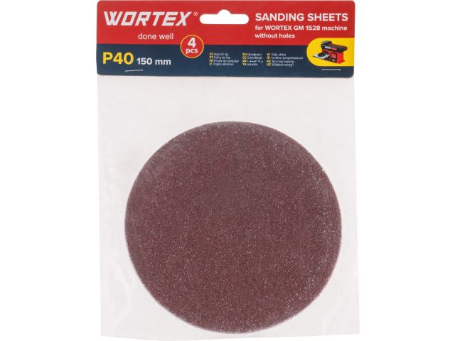 Шлифлист 150мм P40 без отв. 4 шт. для станка WORTEX GM 1528