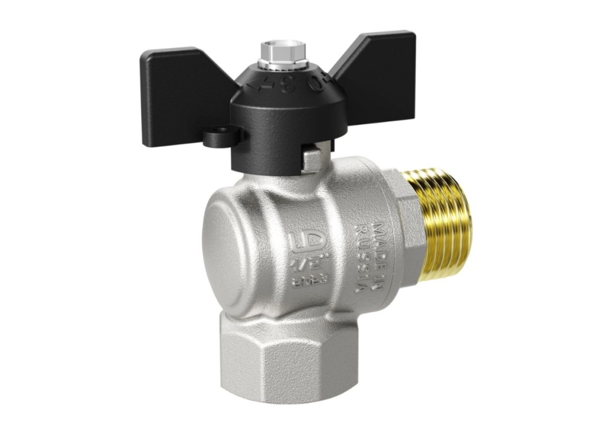 Кран шаровый угловой 3/4" нар.-вн. бабочка, LD