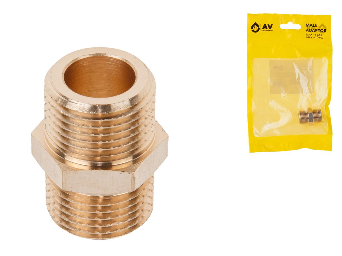 Ниппель 3/8" нар.-нар., AV Engineering (инд. упак.)