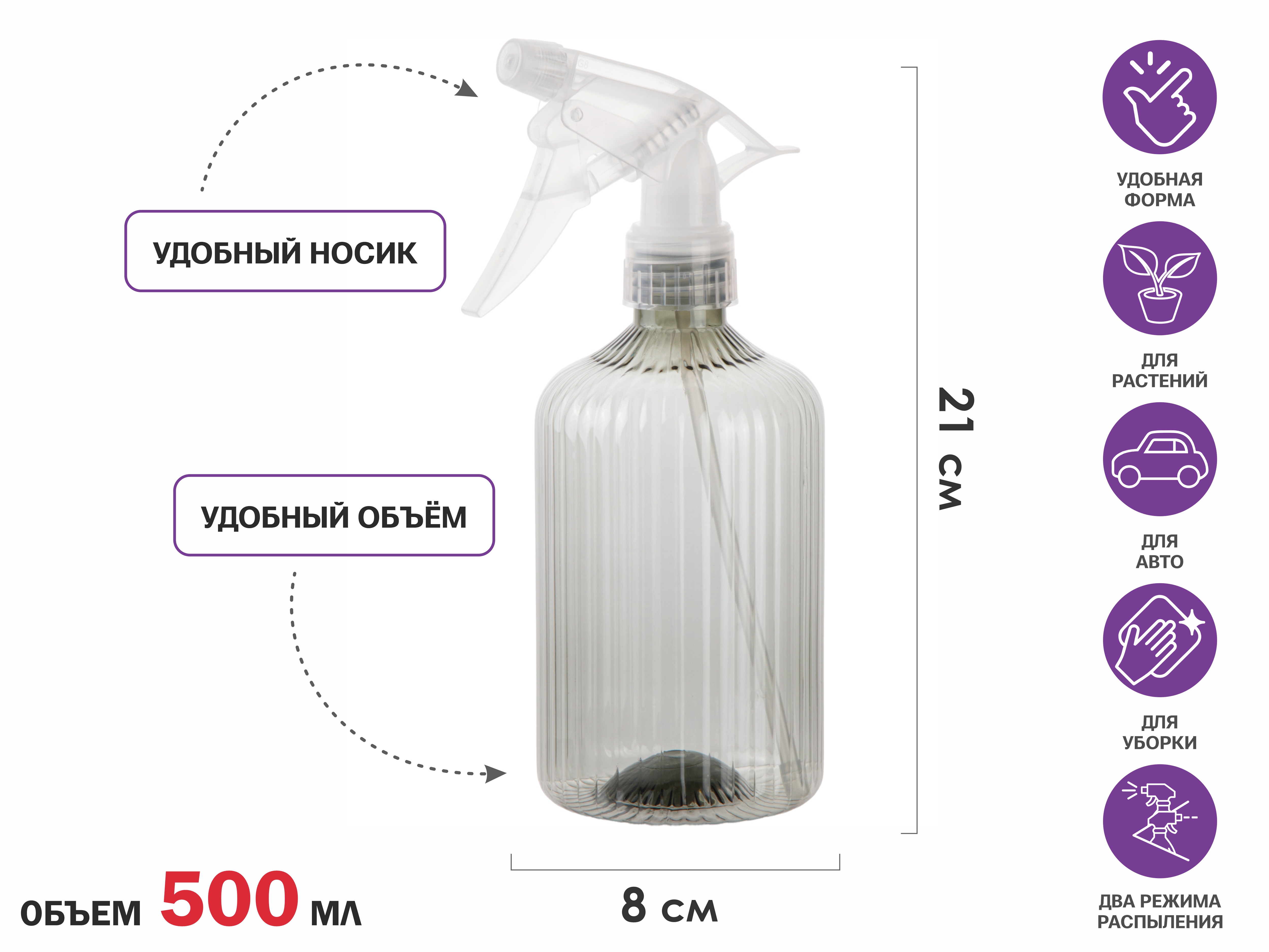 Опрыскиватель ручной 0,5л с пульверизатором, PERFECTO LINEA