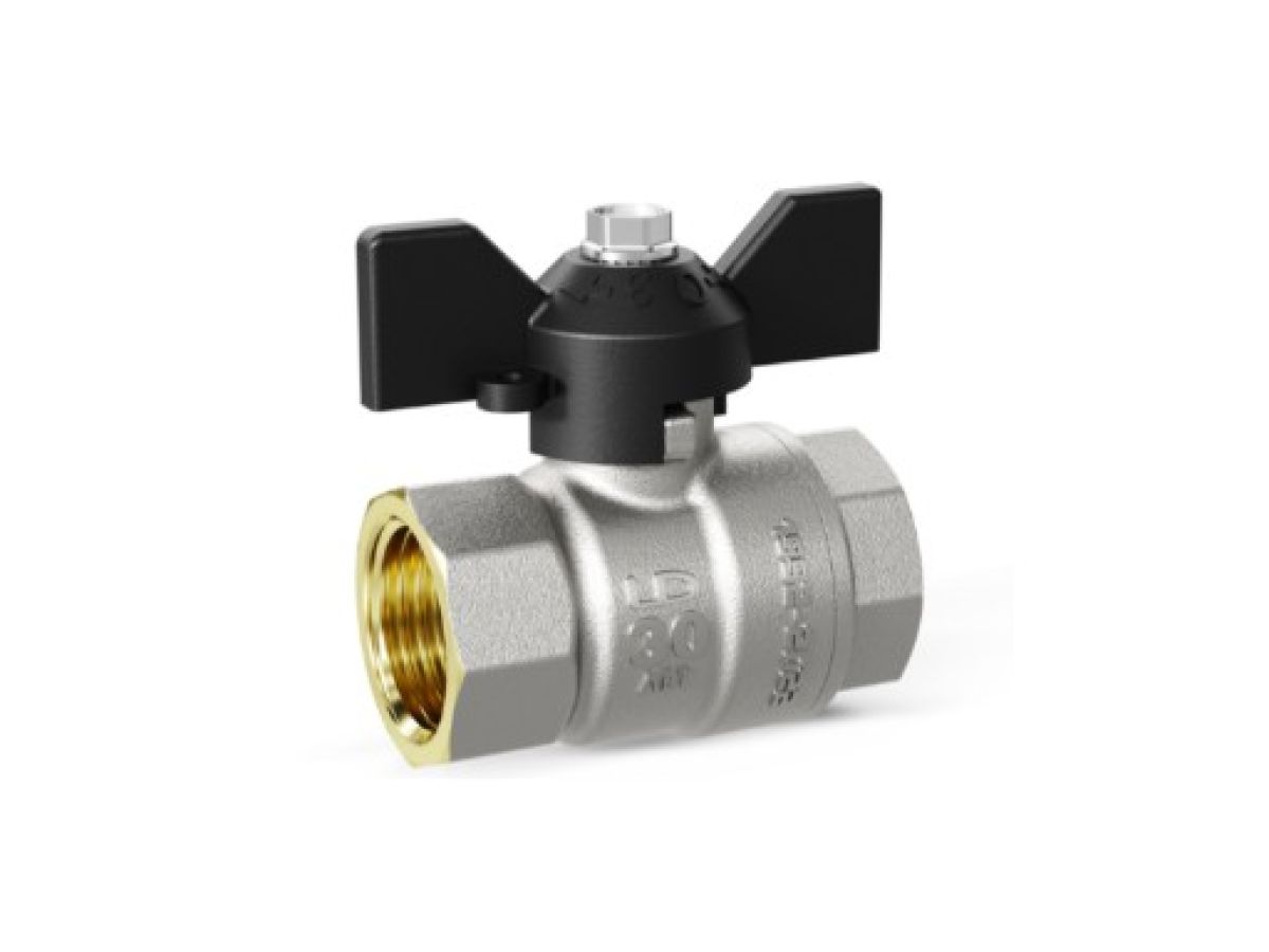 Кран шаровый 1 1/4" вн.-вн. бабочка PN 25 LD
