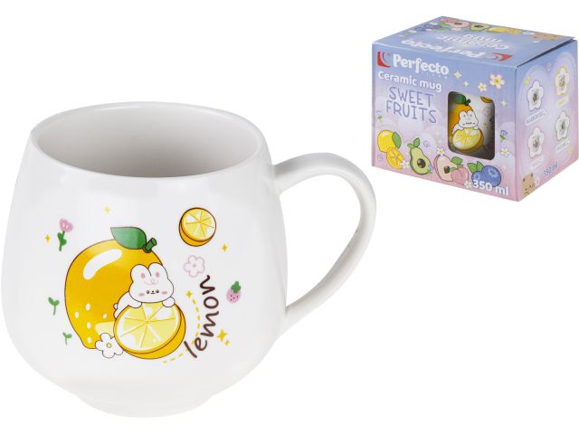 Кружка керамическая, 350 мл, Sweet fruits, лимон, PERFECTO LINEA