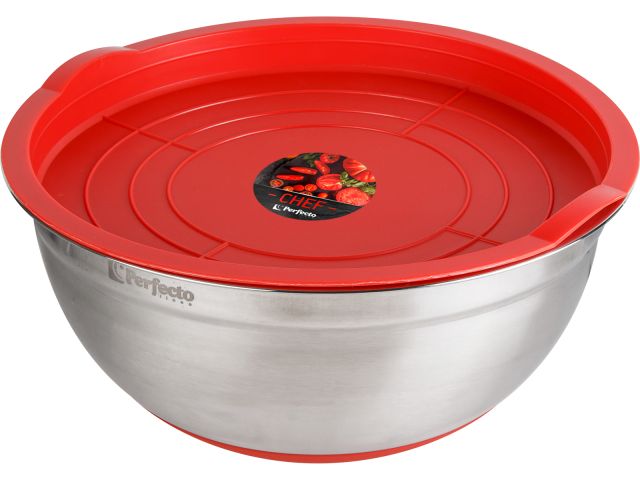 Миска для взбивания из нержавеющей стали, диаметр 26 см, с крышкой, серия CHEF, PERFECTO LINEA