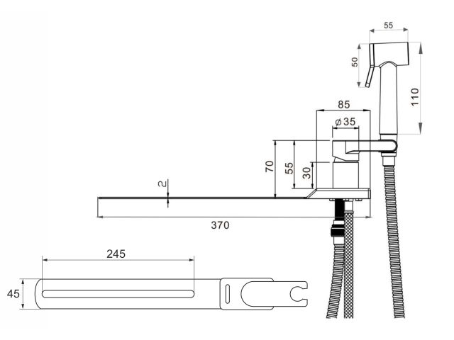 Смеситель для биде (Lt) D25-A, серия SETA оружейная сталь, AV Engineering